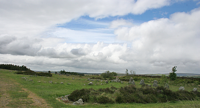 Rows and circles of stones extending across the Beaghmore landscape