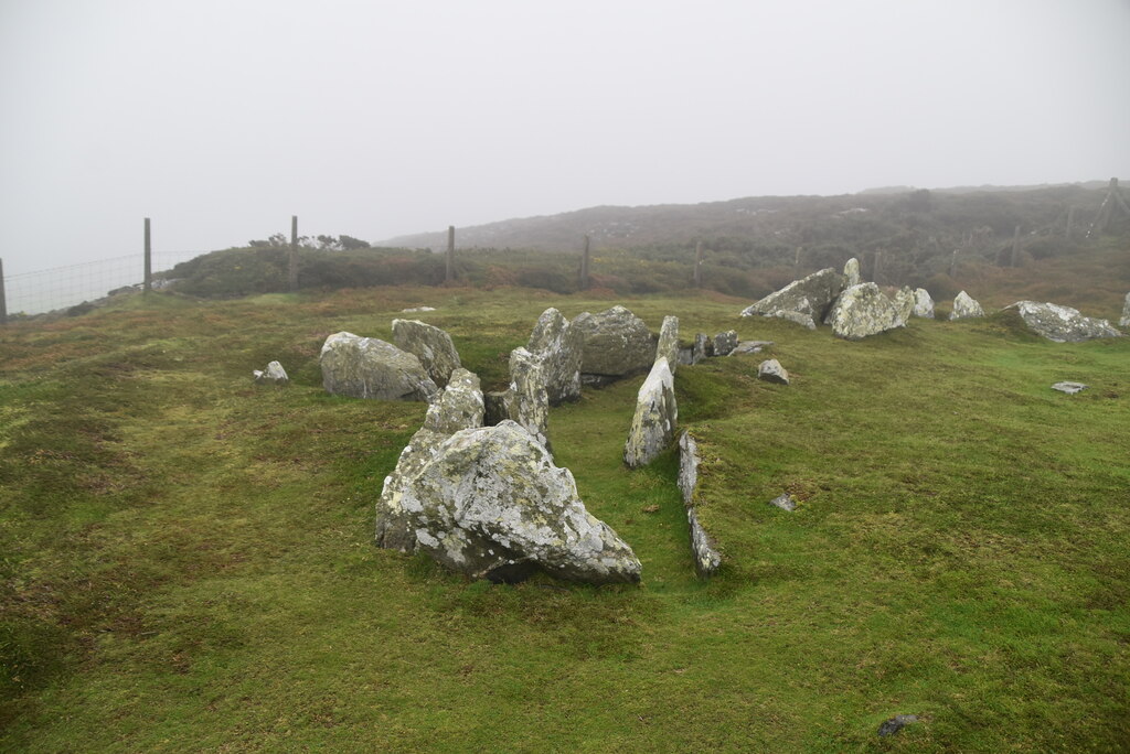 Stone-lined burial chambers at Meayll Hill on the Isle of Man
